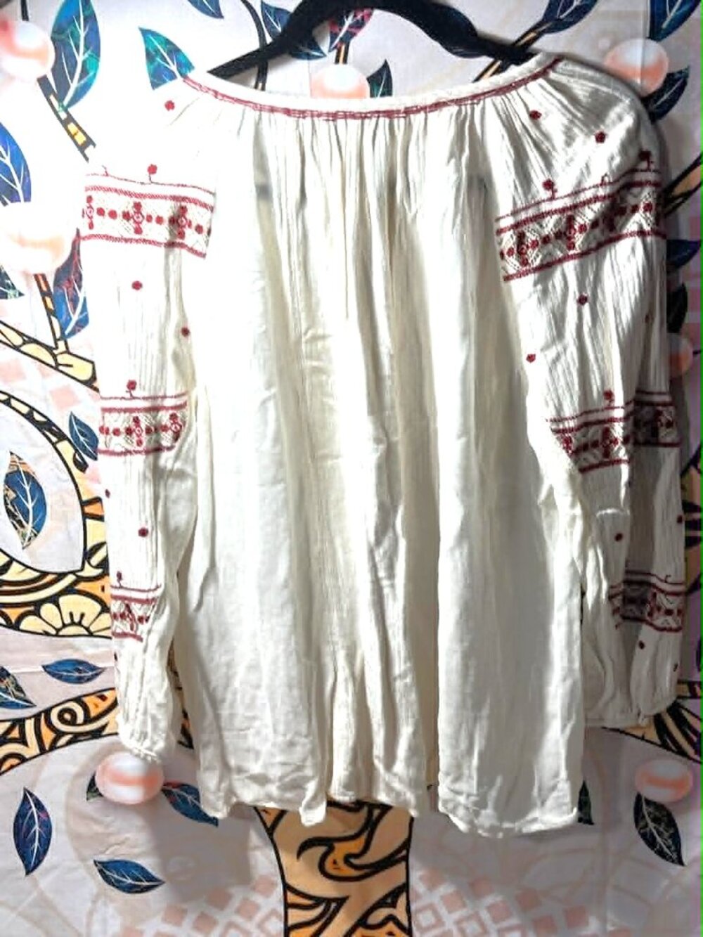 Lucky Brand Cream Embroidered Peasant Blouse – Size XL - Picture 3 of 5